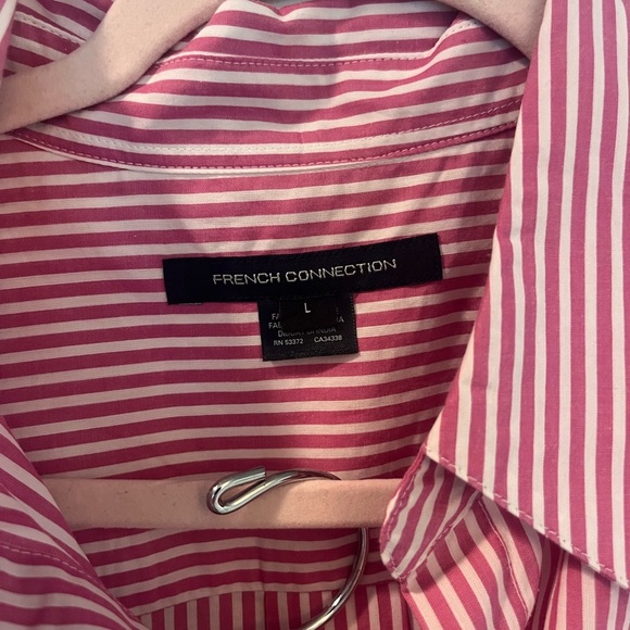French Connection 100% Pink  White Striped Button Down and Shorts Set Size Large - Picture 9 of 15